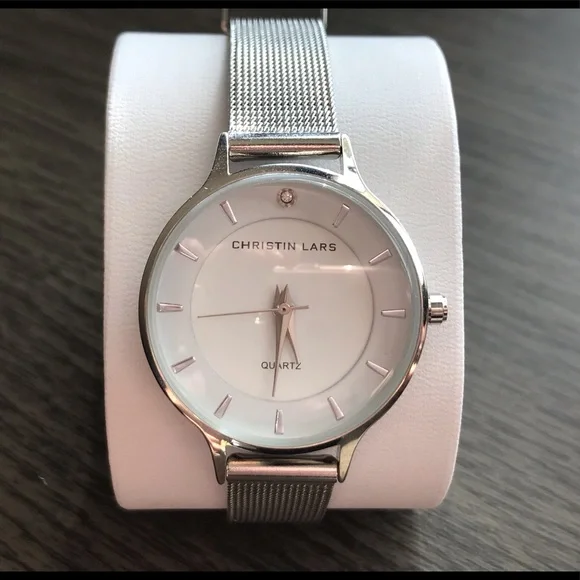 Christin Lars slimline stainless steel mesh strap watch - Picture 2 of 6